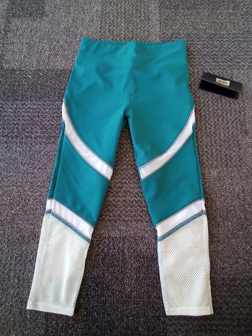 Teal and White Athletic Leggings By BSP NWT. Sz L